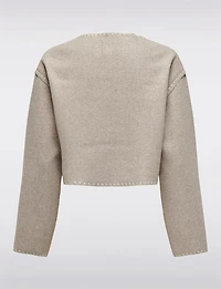 Veste Courte Tendance Vegan à Détails De Coutures Chic Blanc Cassé par Only