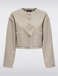 Veste Courte Tendance Vegan à Détails De Coutures Chic Blanc Cassé par Only