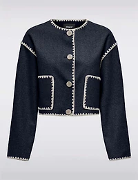 Veste Courte Tendance Vegan à Détails De Coutures Chic Blanc Cassé par Only