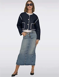 Veste Courte Tendance Vegan à Détails De Coutures Chic Blanc Cassé par Only