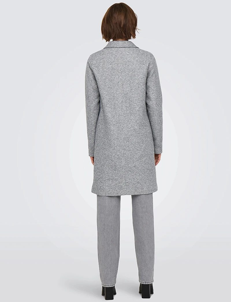 Manteau Mi-Long en Mélange de Coton À Boutonnage Simple & Col Revers par Only