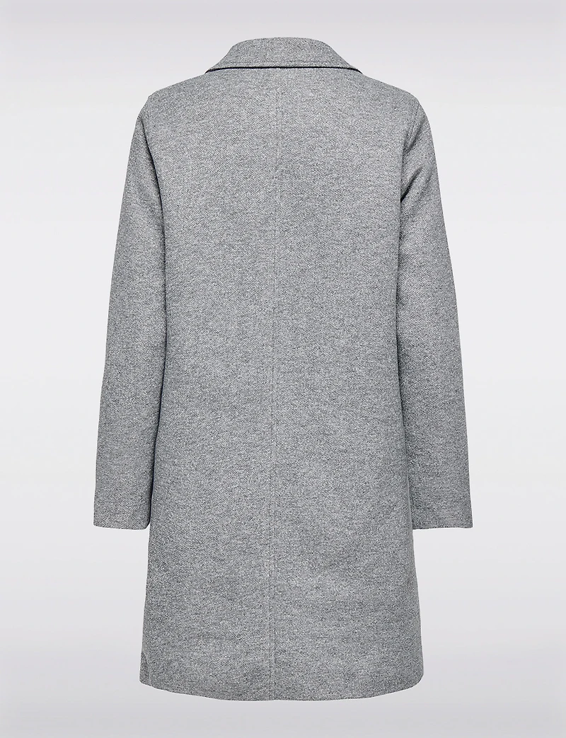 Manteau Mi-Long en Mélange de Coton À Boutonnage Simple & Col Revers par Only