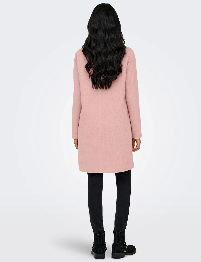 Manteau Mi-Long en Mélange de Coton À Boutonnage Simple & Col Revers par Only