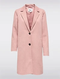 Manteau Mi-Long en Mélange de Coton À Boutonnage Simple & Col Revers par Only