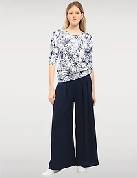 Haut en Tricot Floral Abstrait Élégant avec Manches 3/4 et Col Rond par Moffi