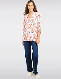 Chemise Boutonnée À Manches Trois-quarts Imprimé Floral Et Col Pointu Par Devia