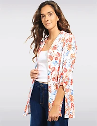 Chemise Boutonnée À Manches Trois-quarts Imprimé Floral Et Col Pointu Par Devia