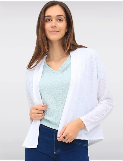 Boléro Léger et Extensible en Tricot Fin Transparent à Devant Ouvert Perle