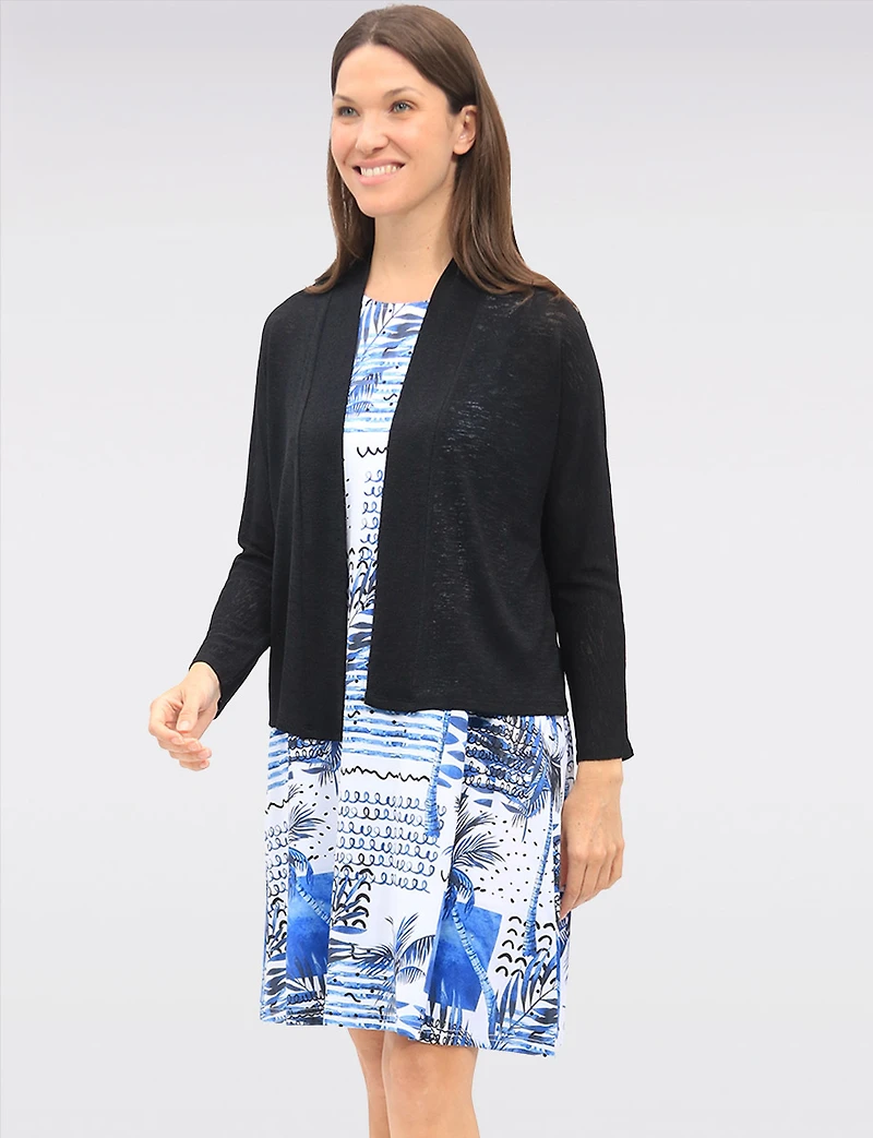 Boléro Léger et Extensible en Tricot Fin Transparent à Devant Ouvert Perle