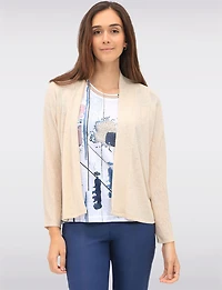 Boléro Léger et Extensible en Tricot Fin Transparent à Devant Ouvert Perle