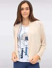 Boléro Léger et Extensible en Tricot Fin Transparent à Devant Ouvert Perle