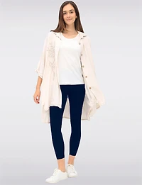 Legging-Pantalon Extensible Taille Haute Ultra-Confort à Enfiler Perle
