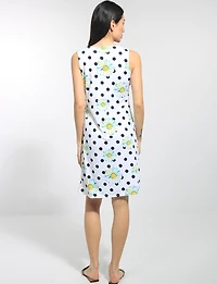 Robe Perle Débardeur Trapèze Sans Manches Légère Motif Pois-Marguerites