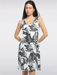 Robe Débardeur Trapèze Sans Manches Légère Imprimé Tropical par Perle