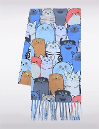 Écharpe Foulard Chat Imprimé Boxing Day par Saki | Manteaux Manteaux