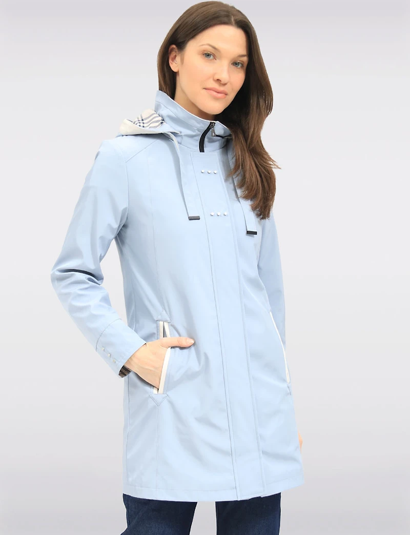 Manteau Imperméable en Végan Breathe-Tech® Avec Détail à Carreaux par Saki