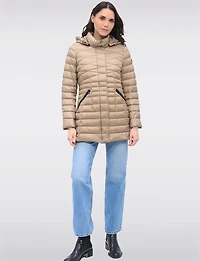 Veste Légère Cornelia Doudoune Matelassée Longue Capuche Amovible Vegan par Saki