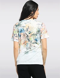 Haut Tricoté À Fleurs Avec Manches Courtes & Détails De Strass Par Beta's Choice
