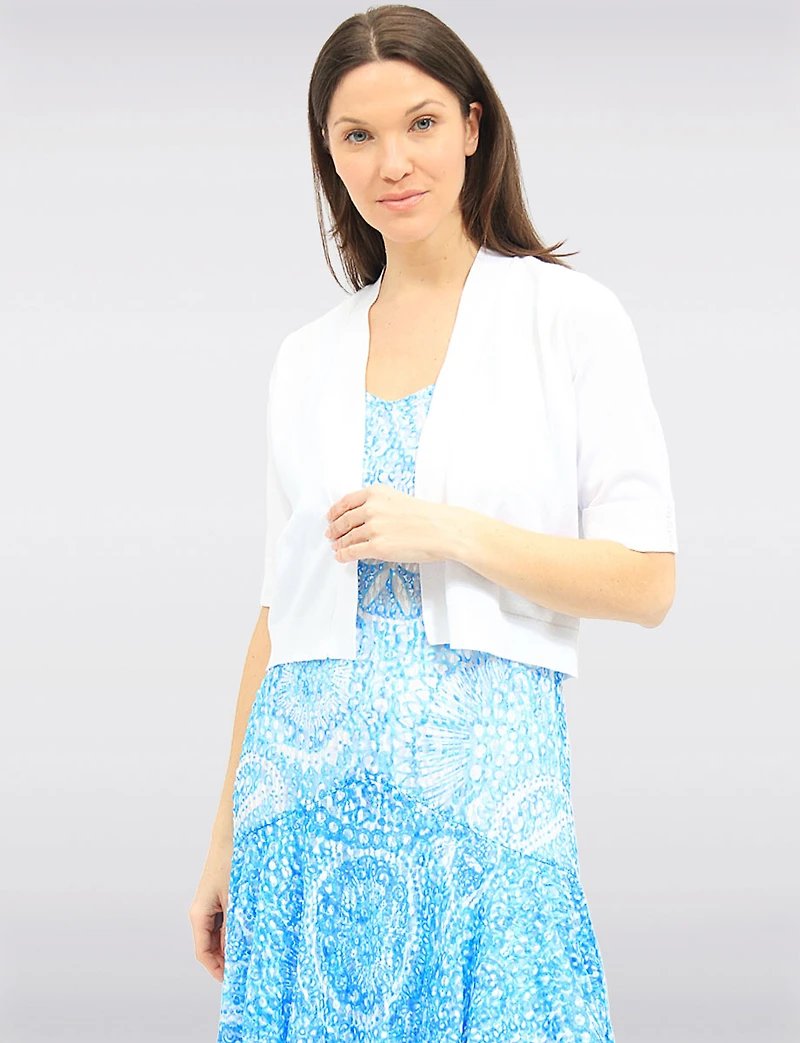 Cardigan Court En Tricot Ouvert Sur Le Devant à Manches 3/4 Par Ninety Clothing