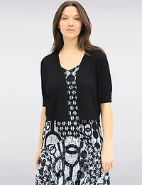 Cardigan Court En Tricot Ouvert Sur Le Devant à Manches 3/4 Par Ninety Clothing