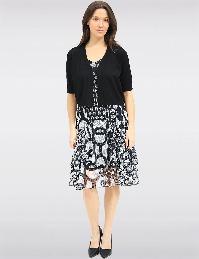 Cardigan Court En Tricot Ouvert Sur Le Devant à Manches 3/4 Par Ninety Clothing