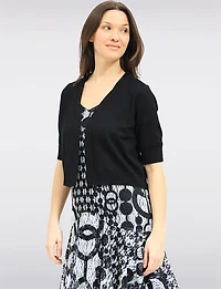 Cardigan Court En Tricot Ouvert Sur Le Devant à Manches 3/4 Par Ninety Clothing