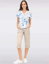 Capri Utilitaire Extensible Décontracté Ourlet Retroussé & Poches Cargo Par Dash
