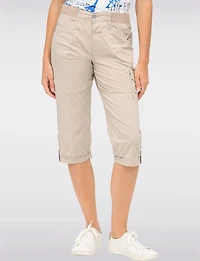 Capri Utilitaire Extensible Décontracté Ourlet Retroussé & Poches Cargo Par Dash