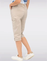 Capri Utilitaire Extensible Décontracté Ourlet Retroussé & Poches Cargo Par Dash