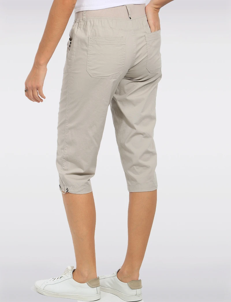 Pantalon Capri en Coton Utilitaire Taille Confort À Enfiler Multi-poche Par Dash