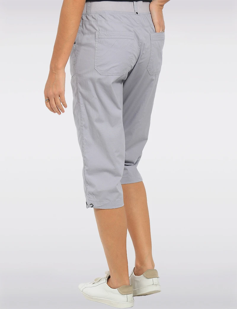 Pantalon Capri en Coton Utilitaire Taille Confort À Enfiler Multi-poche Par Dash