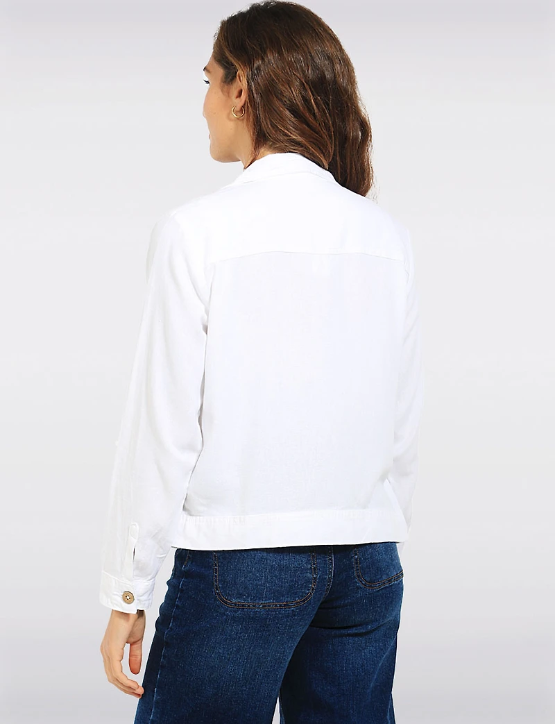 Veste Coupe Camionneur Légère en Mélange de Lin Uni avec Poches Par Dash