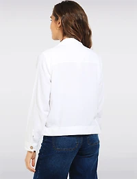 Veste Coupe Camionneur Légère en Mélange de Lin Uni avec Poches Par Dash