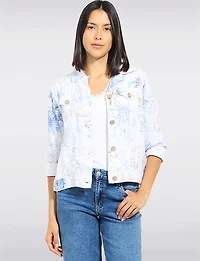 Veste Coupe Camionneur Légère en Mélange de Lin Motif Feuilles & Poches Par Dash