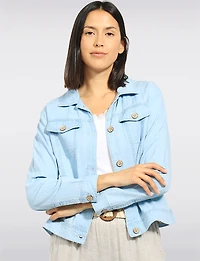 Veste Clair Classique Légère en Coton Et Lin Coupe Droite Boutonnée Par Dash