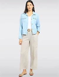 Veste Clair Classique Légère en Coton Et Lin Coupe Droite Boutonnée Par Dash