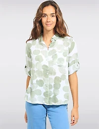 Chemise à Boutons Légère Motif Pois et Manches 3/4 Ajustables par Dash