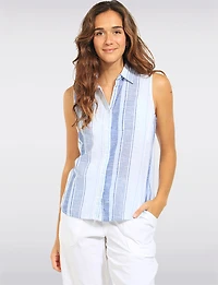 Chemise Sans Manches Rayures Variées Coupe Droite et Ourlet Arrondi par Dash