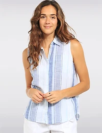 Chemise Sans Manches Rayures Variées Coupe Droite et Ourlet Arrondi par Dash