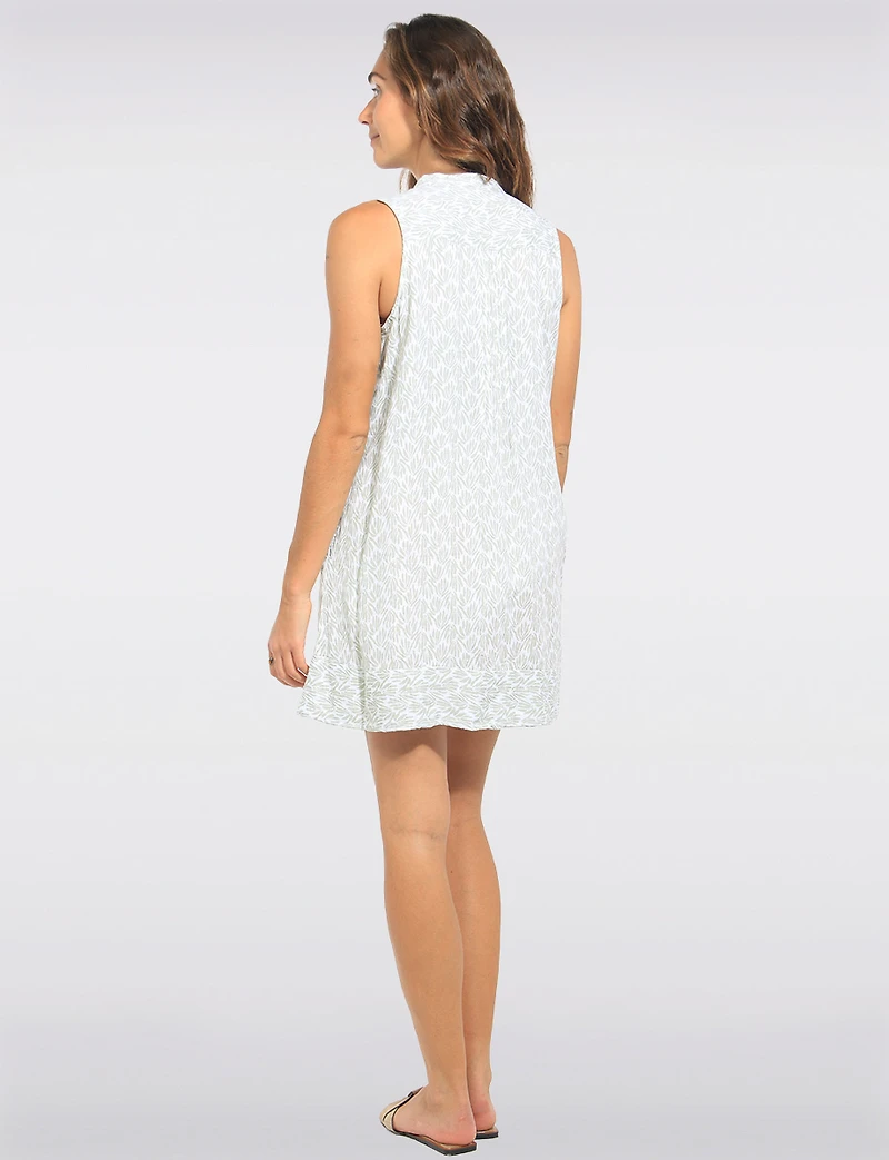 Robe Droite Sans Manches À Imprimé Floral Col Henley Et Poches Par Dash