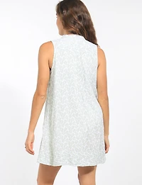 Robe Droite Sans Manches À Imprimé Floral Col Henley Et Poches Par Dash