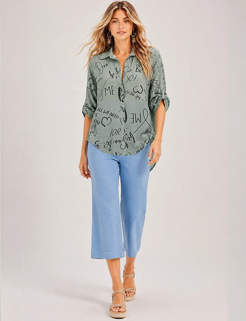Pantalon Court Larges Extensible À Enfiler Avec Ceinture Élastique Par Erika