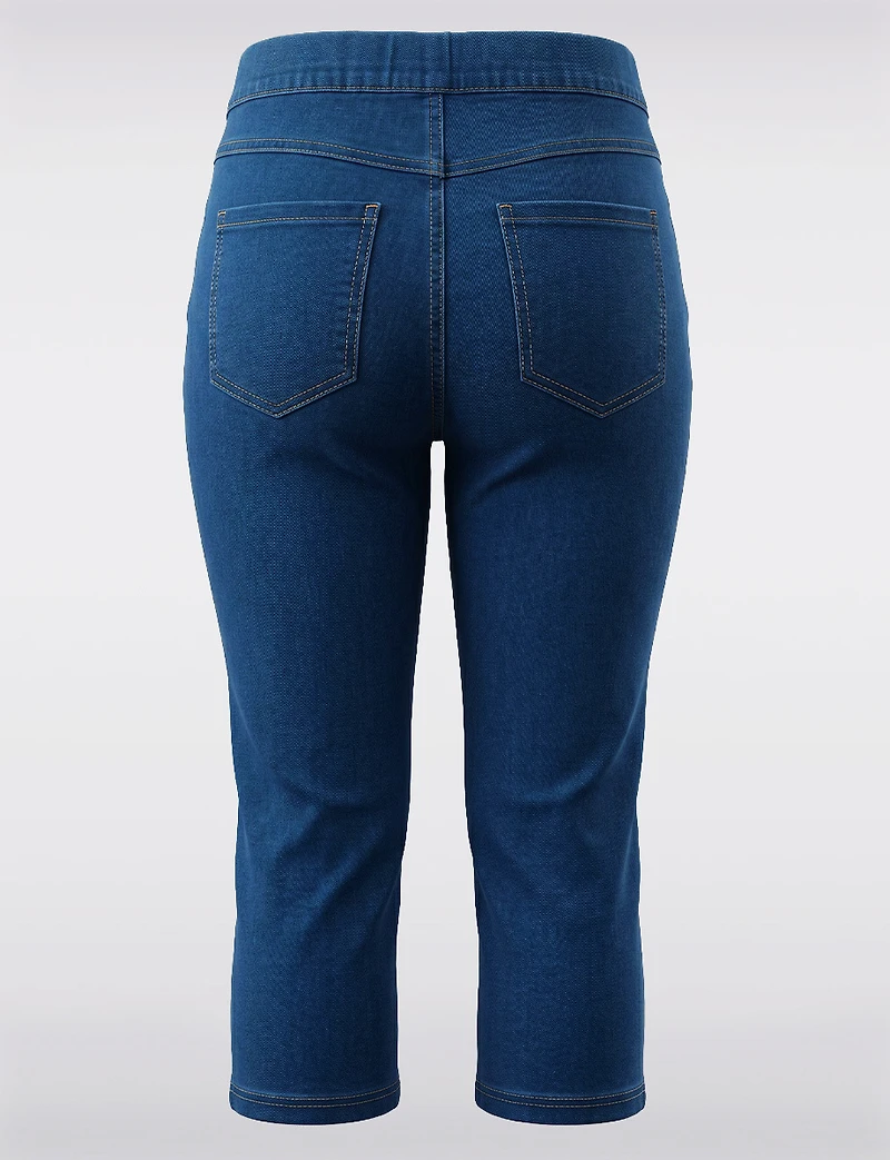 Pantalon Capri Denim Extensible À Enfiler Coupe Ajustée Fentes Côté par Erika