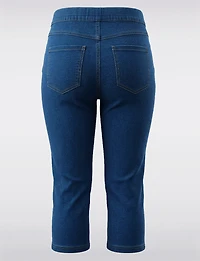 Pantalon Capri Denim Extensible À Enfiler Coupe Ajustée Fentes Côté par Erika