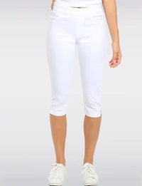 Capri Ajusté en Sergé Extensible avec Poche Arrière & Fentes Latérales par Erika