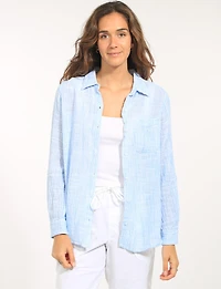 Chemise Texturée Boutonnée Avec Manches Ajustables et Poche Poitrine par Erika