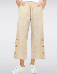 Pantalon Large Cotton à Enfiler avec Poches & Détails Boutons Latéraux par Erika