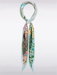 Écharpe Triangulaire Légère avec Finition Satinée et Imprimé Tropical Éclatant