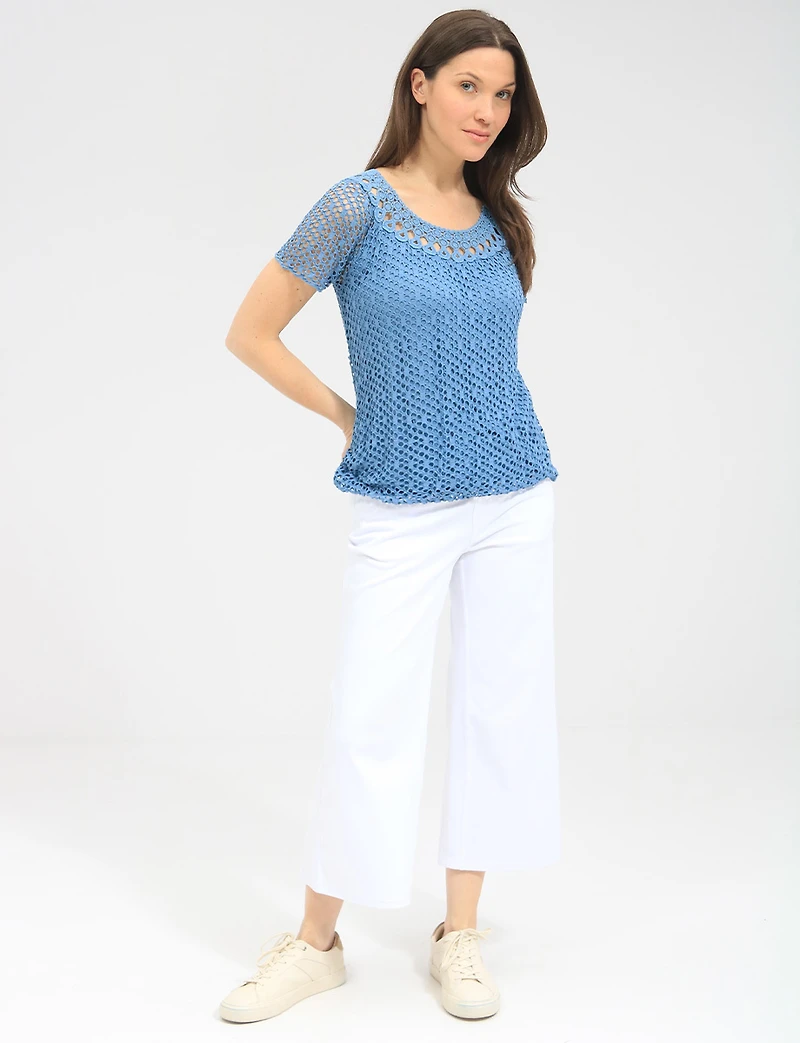 Pantalon Capri Évasé Jambes Larges Extensible Sans Fermeture Éclair Par Compli K