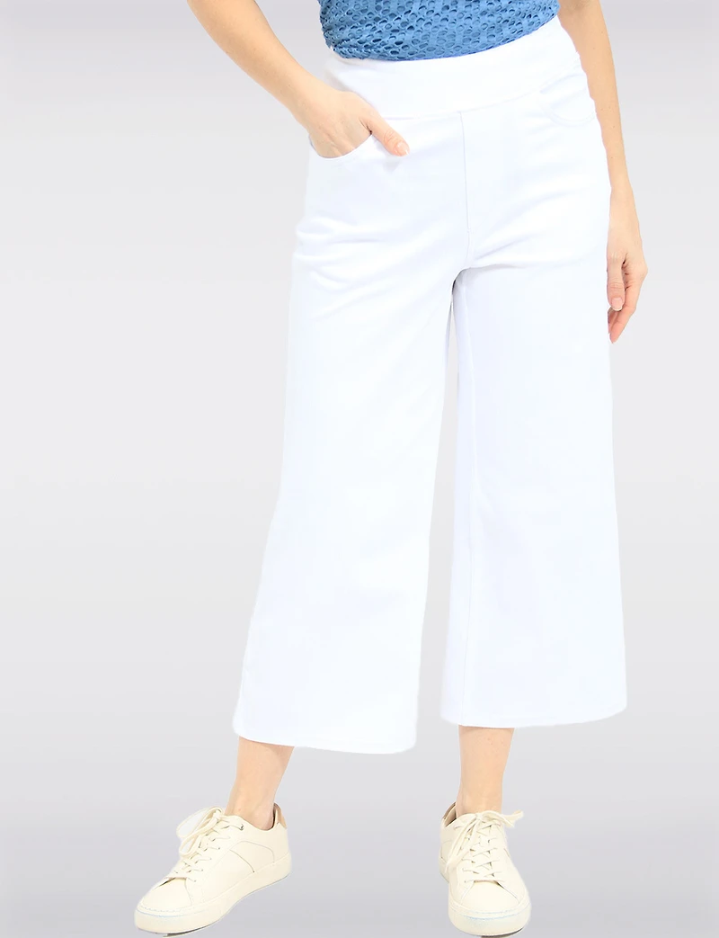 Pantalon Capri Évasé Jambes Larges Extensible Sans Fermeture Éclair Par Compli K
